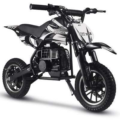 #ad MotoTec Kids Gas Mini Dirt Bike Motorcycle 50cc 2 Stroke Black $349.01
