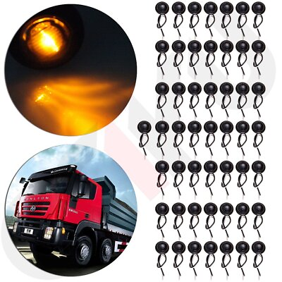 #ad 50pcs 3 4quot; Amber Round LED Bullet Light Clearance Side Marker Truck Trailer Jeep $39.01