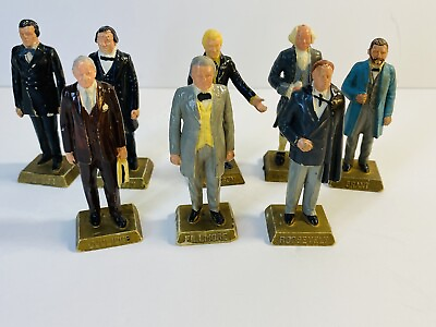 #ad Marx Vintage Toys US Presidents Lot Of 8 Painted Plastic Figures 1960s $17.93