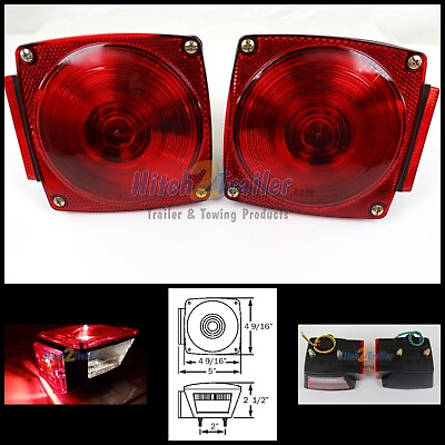 #ad #ad Trailer Lights Stop Turn Tail Light combination Square Red Stud mount PAIR $15.99