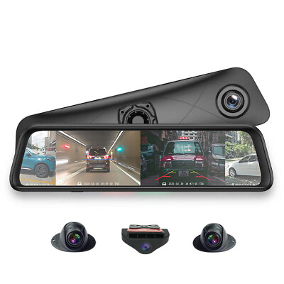 #ad Panoramic WIFI Dash Cam 4 Cameras Lens 12quot;Screen Android Car Rearview Mirror Dvr $279.30