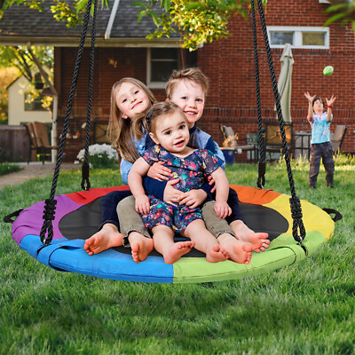 700Lbs Tree Swing for Kids 40quot; Large Round Outdoor Saucer Swing Adjustable Rope $53.36