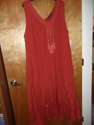 #ad WOMAN#x27;S NEW DIRECTION DRESS SIZE 2X CURVY BEACH CRUISE NEW RUST COLORED $23.99