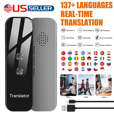 #ad Portable Smart Two Way Real Time 137 Multi Languages Translator Instant Voice $29.86