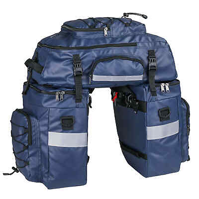 #ad Bike Bag Bike Pannier Bag 3 in 1 Rack Saddle Bag Rear Seat Bag Shoulder Backpack $47.49