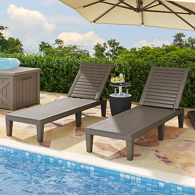 #ad Outdoor Patio Chair Chaise Lounge Chair Patio Adjustable Beach for Pool 1 2Pcs $133.53