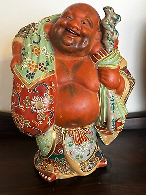 #ad Vintage Japanese Kutani Shichifuku Hotei Buddha Statue God of Happiness 8quot; EXC $59.99