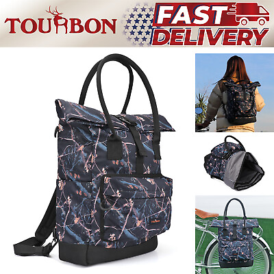 #ad #ad Tourbon Bike Pannier Rear Rack Bag Bicycle Backpack Rucksack Camo Daypack $60.29