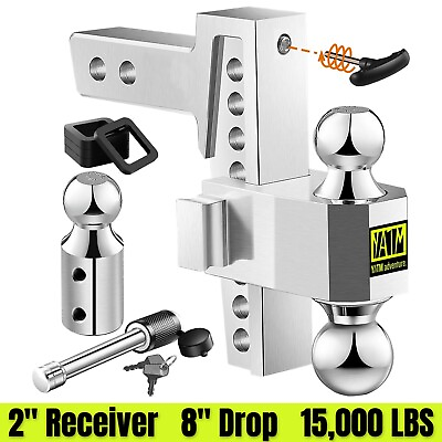 #ad YATM Trailer Hitch Fits 2 Inch Receiver 8 Inch Adjustable Drop Hitch 15000LBS $169.99
