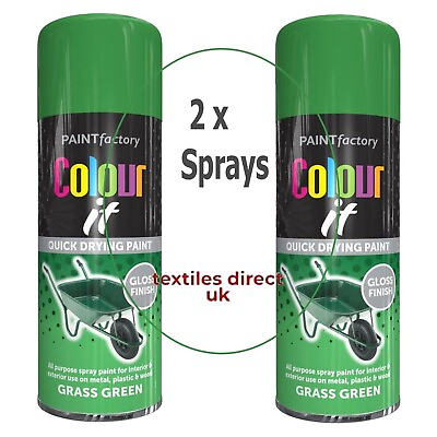 #ad Grass Green Colour It Gloss Spray Can Car Van Bike Wood Aerosol Paint 2x 250ml GBP 7.95