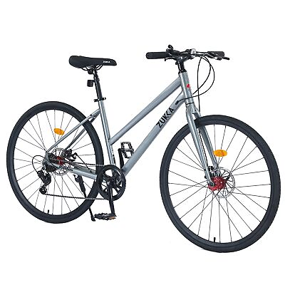 #ad 7 Speed Hybrid Bike Disc Brake 700C Road Bike Fits Men Women City Bicycle $318.58