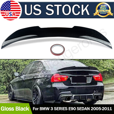 #ad FOR 05 2011 BMW E90 3 SERIES M3 SEDAN GLOSSY BLACK PSM STYLE TRUNK SPOILER WING $76.81
