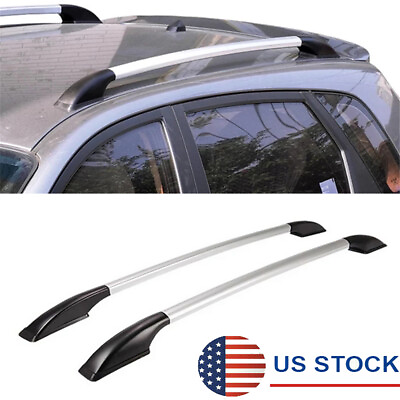 63#x27;#x27; Car Roof Luggage Rack Silver amp; Black Side Bars Rails Decoration Accessories $62.00