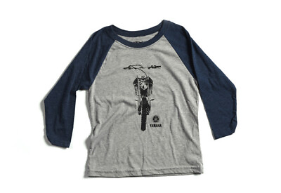 #ad Factory Effex Fx Yamaha Bike Youth Baseball Shirt Navy Heather Gray M $24.02