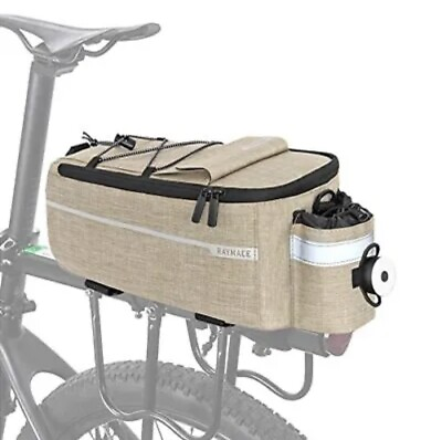 #ad Bike Trunk 8L Bag Cooler Cooler Pannier w Tail Light Bicycle Rear Rack Beige $16.96
