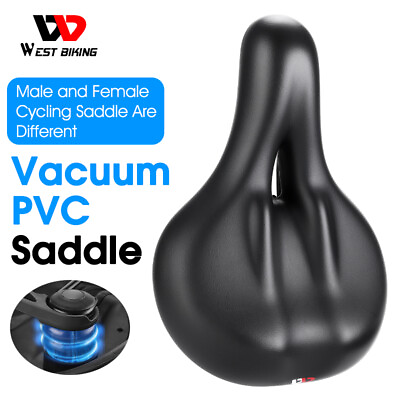 #ad WEST BIKING Bicycle Saddle Comfort Hollow Vacuum PVC Bike Seat Cushion Saddle $35.98