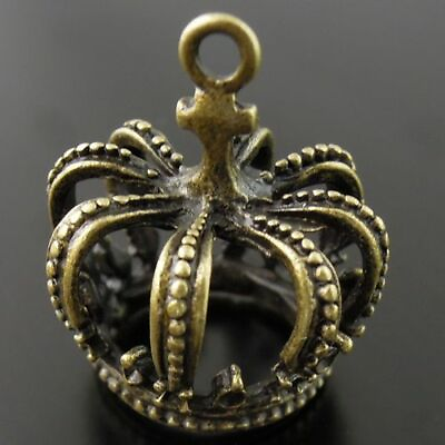 #ad #ad 10pcs Vintage Bronze Alloy King Crown Look Pendant Charms DIY Accessories 07365 $4.08
