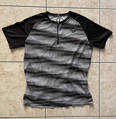#ad Heavy Pedal Men#x27;s Short Sleeve 1 4 Zip Cycling Jersey Shirt Black Bike Sport Tee $38.88
