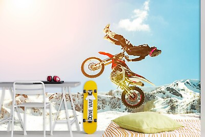#ad 3D Motorbike Person Mountain Self adhesive Removeable Wallpaper Wall Mural1 1156 $98.99