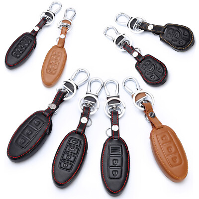 #ad Fit Nissan 2 5 Button Black PU Leather Remote Car Key Fob Bag Holder Cover Case $11.98