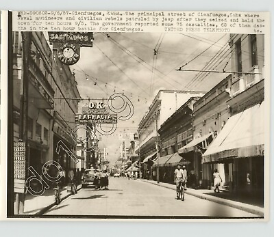 #ad CIENFUEGOS CUBA Street Scene Automobiles amp; Bicycles Vintage 1957 Press Photo $31.50
