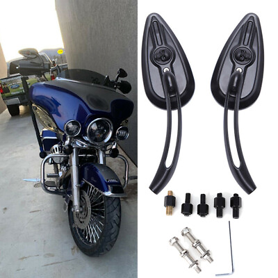 #ad Motorcycle Rear View Mirrors Skull For Harley Street Glide Road King Special CVO $49.99