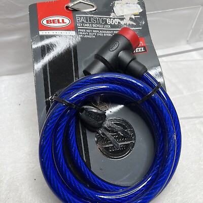 #ad NEW BELL BALLISTIC CABLE BIKE LOCK 600 SECURE HD STEEL LIGHTED KEY 12MM BLUE $9.41
