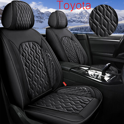 #ad For Toyota Car Accessories 2 Front Seat Covers Cushion Faux Leather Universal $97.49