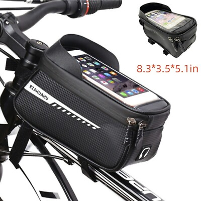 #ad Bike Bag Bicycle Waterproof Bag Phone Holder Front Beam Bag Top Tube Frame Bag $6.12