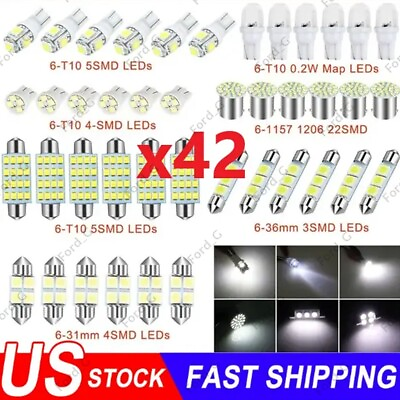 #ad 42pc LED Interior Lights Bulbs Kit Car Trunk Dome License Plate Lamps 6500K new $5.99