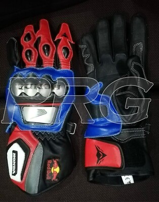 #ad Honda Bike Gloves Honda Motorcycle Motorbike Racing Leather Gloves Race Gants $105.00