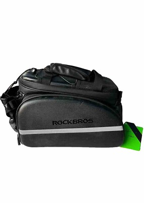 #ad #ad ROCKBROS Bike Rack Bag Waterproof Carbon Leather Rear Pack Trunk Pannier Black $50.00