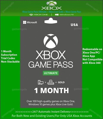 #ad #ad Xbox Ultimate Game Pass 1 Month Code with Live Gold Membership amp; EA Play US Only $7.95