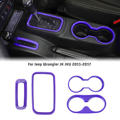 #ad Cup Holder Trim Gear Shift Cover for Jeep Wrangler JK 2011 17 Purple Accessories $20.75