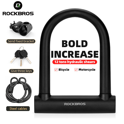 #ad #ad ROCKBROS Bike U Lock Anti theft Cycling U Shape Lock Motorcycle Alloy Bold Lock $23.24