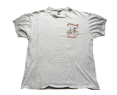 #ad Vintage Bike Shirt Adult Large Stowe Vermont Biking Single Stitch Cycling Mens $24.99