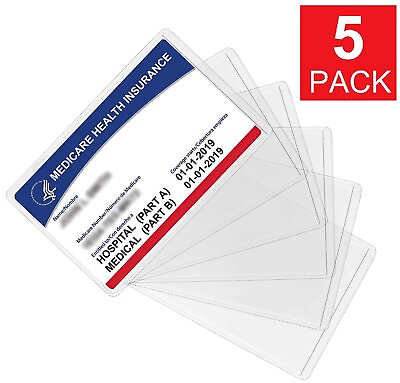 #ad 5 Pack Medicare Holder Protector Sleeves Clear PVC For Credit Card Business Card $4.05