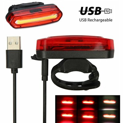 #ad 6 Modes LED Bicycle Cycling Tail Light USB Rechargeable Bike Rear Warning Light $7.99