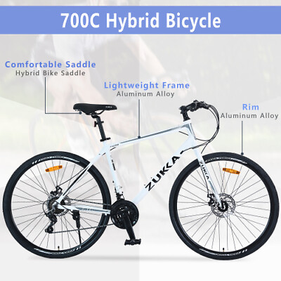 #ad #ad 21 Speed Hybrid bike Disc Brake 700C Road Bike For men women#x27;s City Bicycle $199.49
