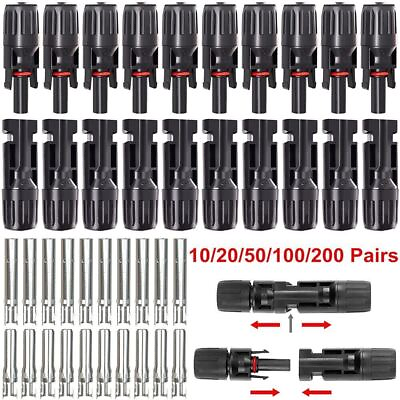10 20 50 100 200 Pairs Male Female Solar Cable Connectors For DIY Solar Panel US $268.85
