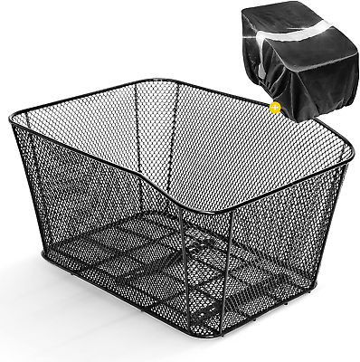 #ad Rear Bike Basket Heavy Duty Iron Wire Bicycle Cargo Rack with Reflective Water $65.99