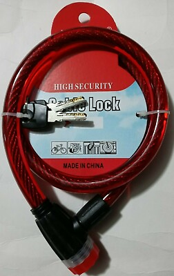 Zhonli 36 Inch Bike Locks Cable Lock Coiled Secure Keys Bike Cable Lock Red $12.99