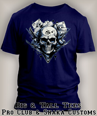 #ad Skull For the Love of Money Graphic Sneaker Tee Shirt To Match J7 Chambray Shoe $23.49