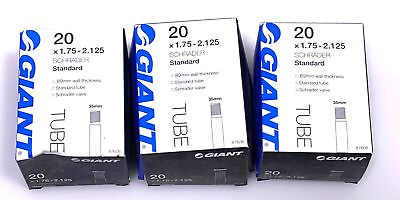 #ad Lot of 3 Giant Bike Bicycle Tubes 20 x 1.75 2.125 35mm Schrader New $14.97