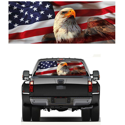 #ad American Flag DIY Truck Rear Window Graphic Decal Tint Sticker 54quot; * 14quot; $16.19