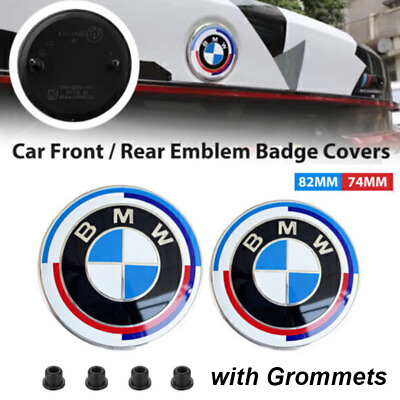 #ad #ad 2PCS Front Hood amp; Rear Trunk 82mm amp; 74mm Badge Emblem For BMW 50th Anniversary $9.98