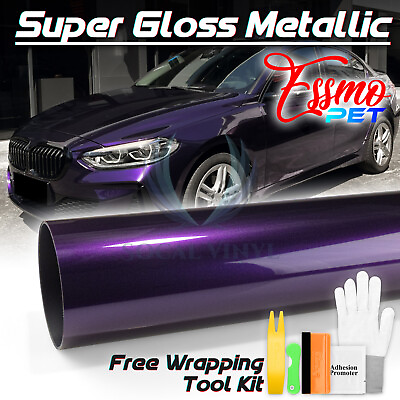 #ad ESSMO PET Super Gloss Metallic Midnight Purple Car Vinyl Wrap Decal Like Paint $330.00