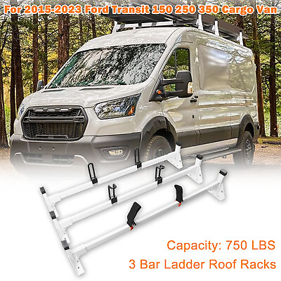 #ad 3 Bar Ladder Roof Racks 750 LBS For 2015 2024 Ford Transit 150 250 350 Cargo Van $200.99