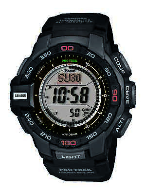 #ad Casio Pro Trek Men#x27;s Tough Solar Triple Sensor Black Resin 52mm Watch PRG270 1 $139.99