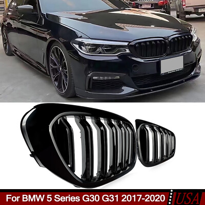 #ad #ad Gloss Black Fit BMW 5 Series G30 G31 530i 540i 2017 2020 Front Kidney Grille $35.14